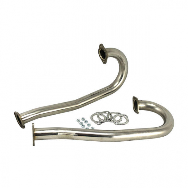 J-Rohre 38mm mit Flansch (Paar) Edelstahl - Vintage Speed